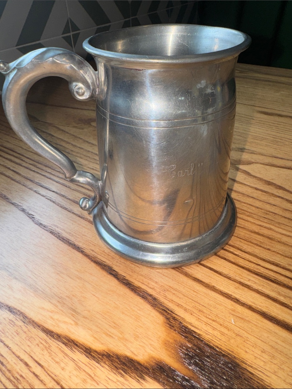 Classic Pewter Tankard Mug Glass Bottom - English Pewter